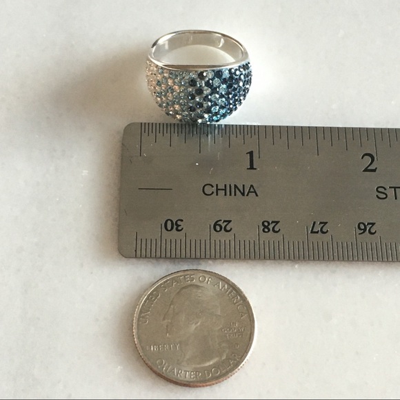Graduated Ombré Pave Crystal Silver Ring 9 1/4 - Picture 7 of 7